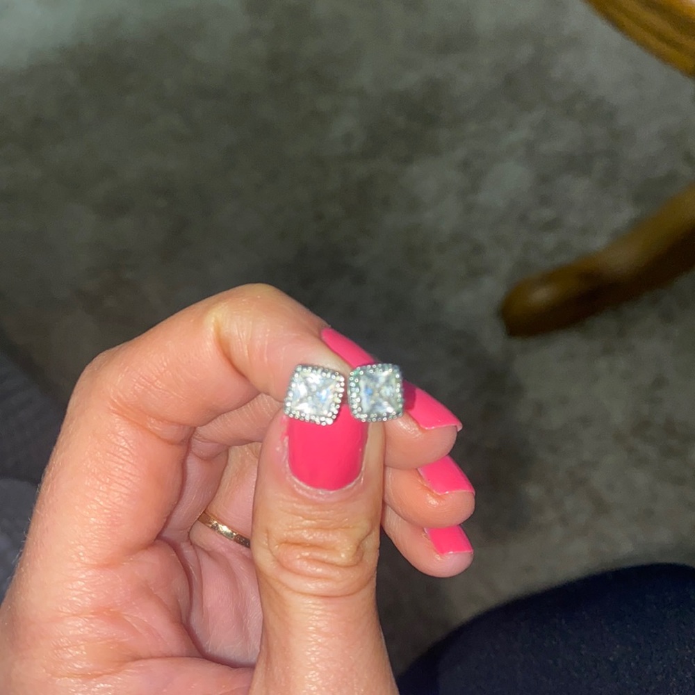 Square halo earrings